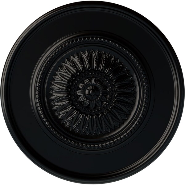 Ekena Millwork Large Floral Ceiling Medallion, Hand-Painted Jet Black, 41 1/8"OD x 2 1/2"P CM41FLBLF - main